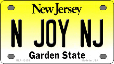 N Joy NJ New Jersey Novelty Mini Metal License Plate Tag