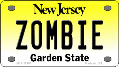 Zombie New Jersey Novelty Mini Metal License Plate Tag