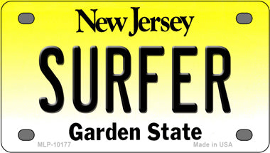 Surfer New Jersey Novelty Mini Metal License Plate Tag