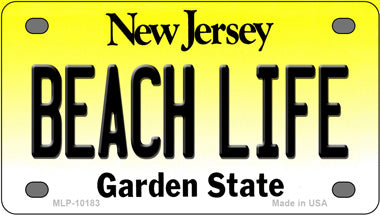 Beach Life New Jersey Novelty Mini Metal License Plate Tag