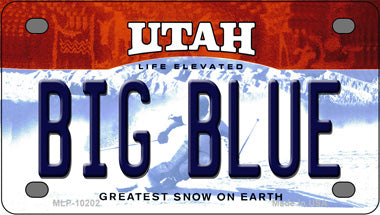 Big Blue Utah Novelty Mini Metal License Plate Tag