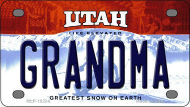 Grandma Utah Novelty Mini Metal License Plate Tag