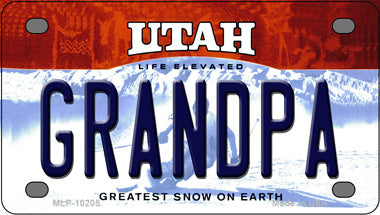 Grandpa Utah Novelty Mini Metal License Plate Tag
