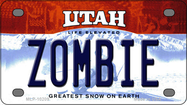 Zombie Utah Novelty Mini Metal License Plate Tag