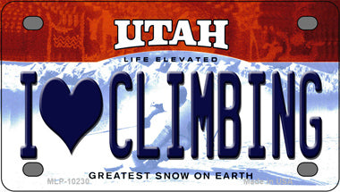I Love Climbing Utah Novelty Mini Metal License Plate Tag