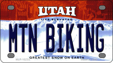 Mtn Biking Utah Novelty Mini Metal License Plate Tag