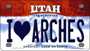 I Love Arches Utah Novelty Mini Metal License Plate Tag