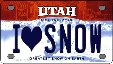 I Love Snow Utah Novelty Mini Metal License Plate Tag