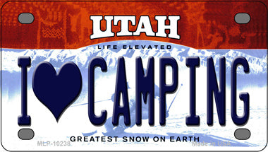 I Love Camping Utah Novelty Mini Metal License Plate Tag