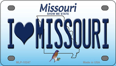 I Love Missouri Novelty Mini Metal License Plate Tag