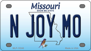 N Joy MO Missouri Novelty Mini Metal License Plate Tag