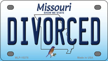 Divorced Missouri Novelty Mini Metal License Plate Tag