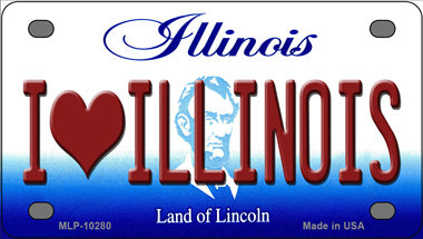 I Love Illinois Novelty Mini Metal License Plate Tag