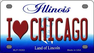 I Love Chicago Illinois Novelty Mini Metal License Plate Tag