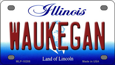 Waukegan Illinois Novelty Mini Metal License Plate Tag