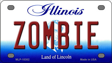 Zombie Illinois Novelty Mini Metal License Plate Tag