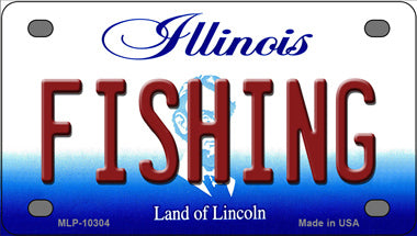 Fishing Illinois Novelty Mini Metal License Plate Tag