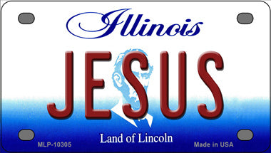 Jesus Illinois Novelty Mini Metal License Plate Tag
