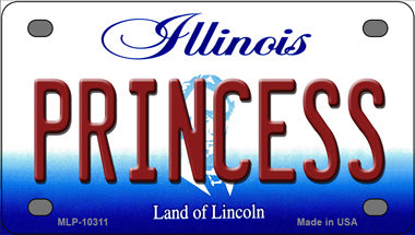 Princess Illinois Novelty Mini Metal License Plate Tag