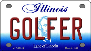 Golfer Illinois Novelty Mini Metal License Plate Tag