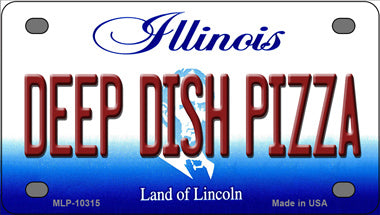 Deep Dish Pizza Illinois Novelty Mini Metal License Plate Tag