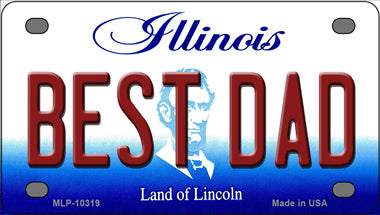 Best Dad Illinois Novelty Mini Metal License Plate Tag