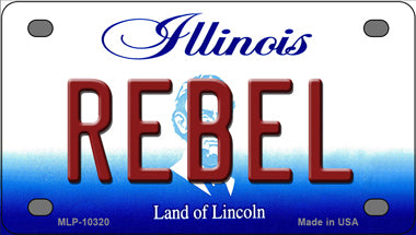 Rebel Illinois Novelty Mini Metal License Plate Tag