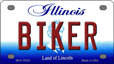 Biker Illinois Novelty Mini Metal License Plate Tag