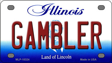 Gambler Illinois Novelty Mini Metal License Plate Tag