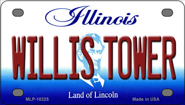 Willis Tower Illinois Novelty Mini Metal License Plate Tag