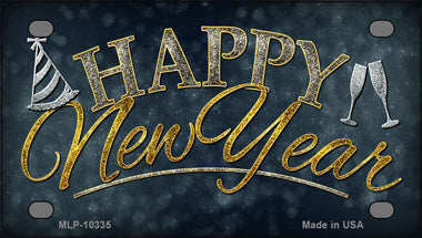 Happy New Year Novelty Mini Metal License Plate Tag