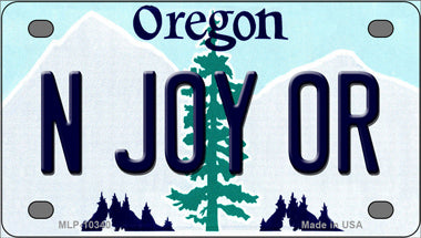 N Joy OR Oregon Novelty Mini Metal License Plate Tag