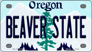 Beaver State Oregon Novelty Mini Metal License Plate Tag