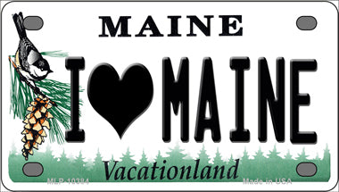 I Love Maine Novelty Mini Metal License Plate Tag