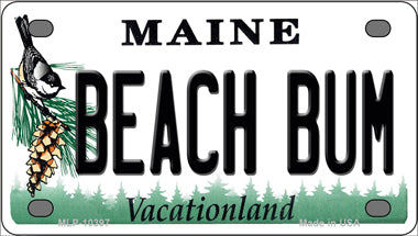 Beach Bum Maine Novelty Mini Metal License Plate Tag