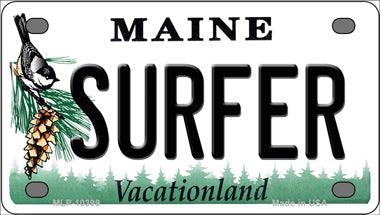 Surfer Maine Novelty Mini Metal License Plate Tag