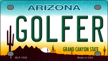 Golfer Arizona Novelty Mini Metal License Plate Tag