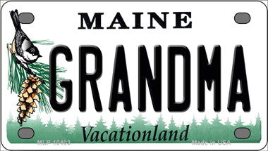 Grandma Maine Novelty Mini Metal License Plate Tag