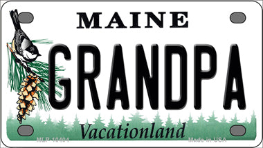 Grandpa Maine Novelty Mini Metal License Plate Tag