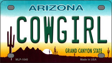 Cowgirl Arizona Novelty Mini Metal License Plate Tag
