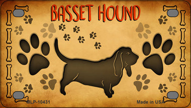 Basset Hound Novelty Mini Metal License Plate Tag