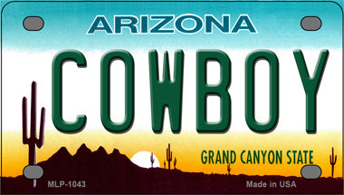 Cowboy Arizona Novelty Mini Metal License Plate Tag