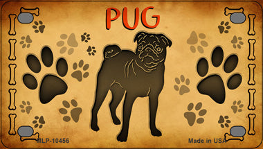 Pug Novelty Mini Metal License Plate Tag