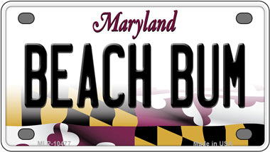 Beach Bum Maryland Novelty Mini Metal License Plate Tag