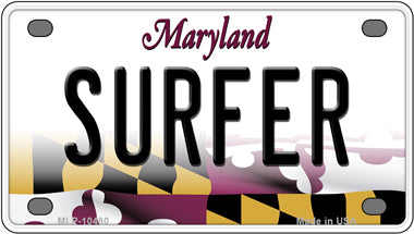 Surfer Maryland Novelty Mini Metal License Plate Tag