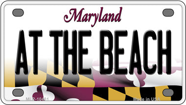 At The Beach Maryland Novelty Mini Metal License Plate Tag