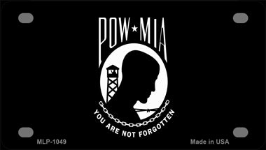 POW MIA Black Flag Novelty Mini Metal License Plate Tag