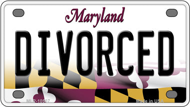 Divorced Maryland Novelty Mini Metal License Plate Tag