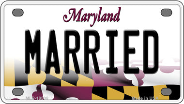 Married Maryland Novelty Mini Metal License Plate Tag