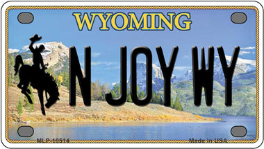 N Joy WY Wyoming Novelty Mini Metal License Plate Tag